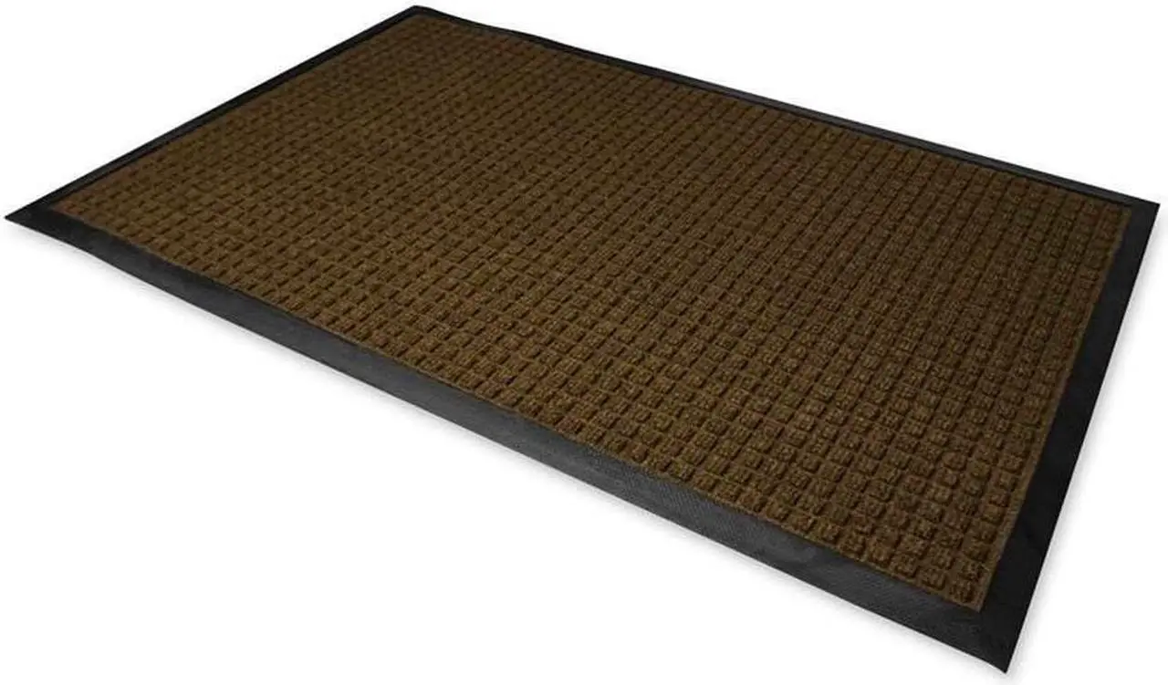 Alt view image 4 of 12 - Genuine Joe Indoor/Outdoor Mat Waterguard Rubber Back 4'x6' Brown 58843