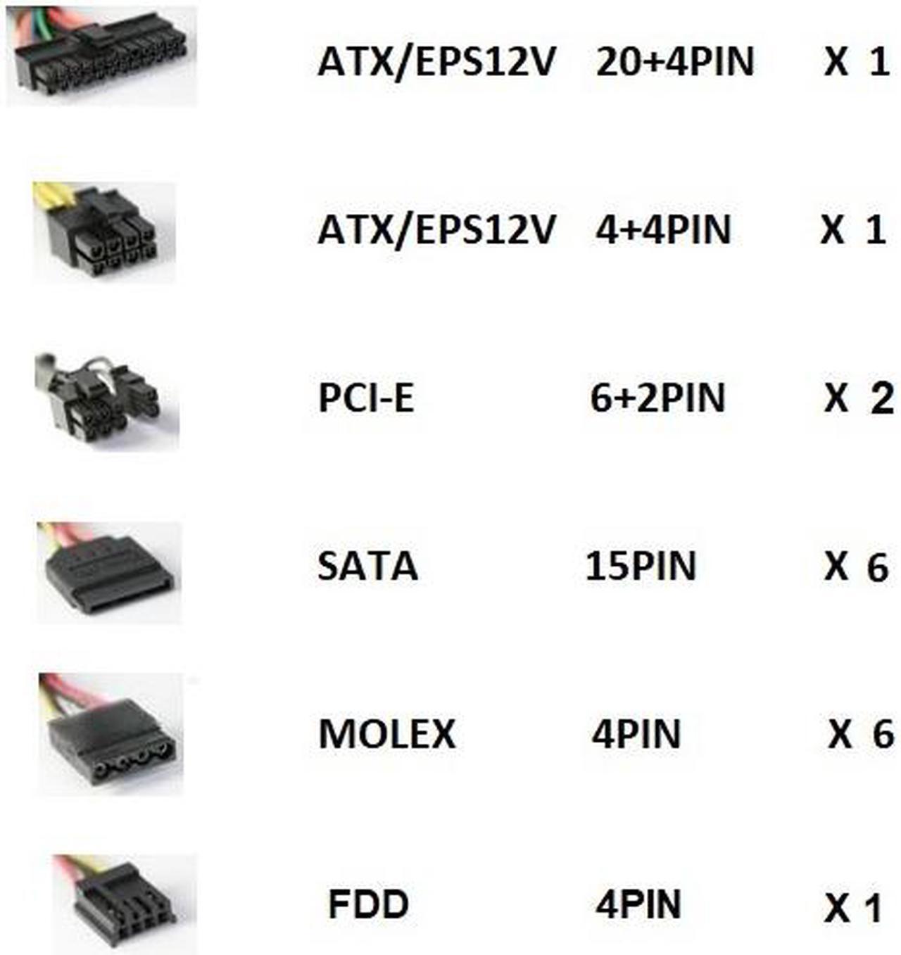 Alt view image 4 of 4 - EPOWER EP-550PM 550W ATX/EPS12V POWER SUPPLY WITH 120MM FAN