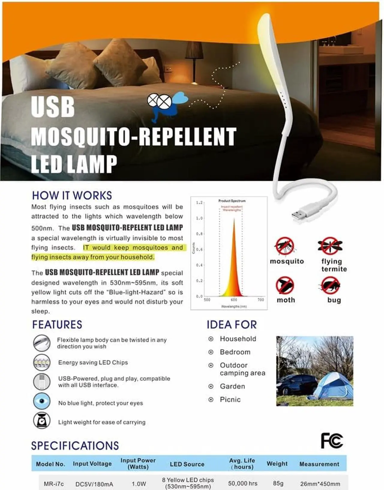 Alt view image 3 of 5 - EPOWER MR-I7C Mosquito Repellent USB LED Night Lamp, Repels Mosquito, Moth, Termite, Bug Etc., Idea For Household, Bedroom, Camping, Garden, Picnic