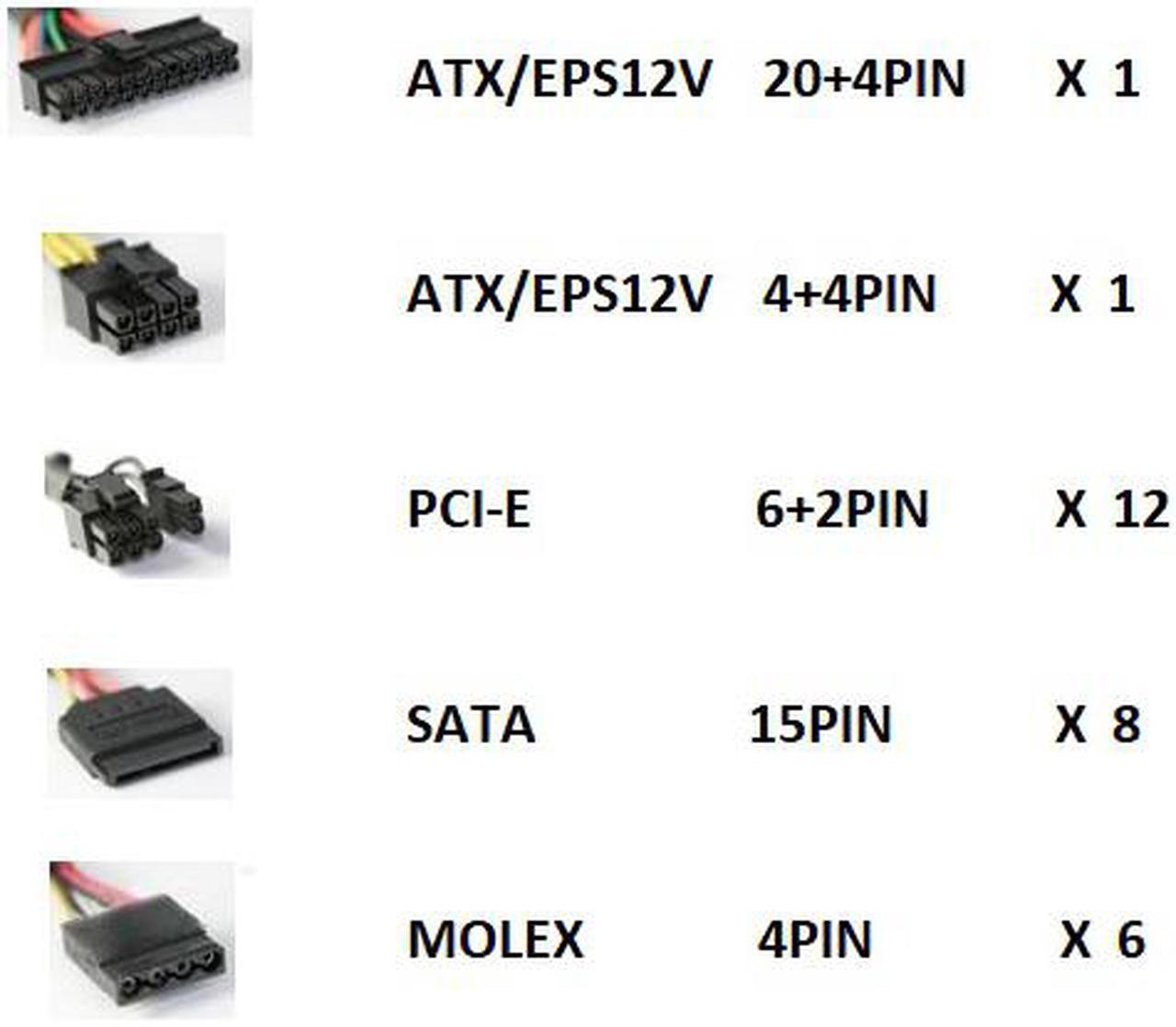 Alt view image 4 of 5 - TOPOWER TOP-1300W EPS12V/ATX12V HIGH EFFICIENCY POWER SUPPLY, SLI/CROSSFIRE READY FOR GAMING MINING AND SERVER, ACTIVE PFC, AC INPUT 100 -240V
