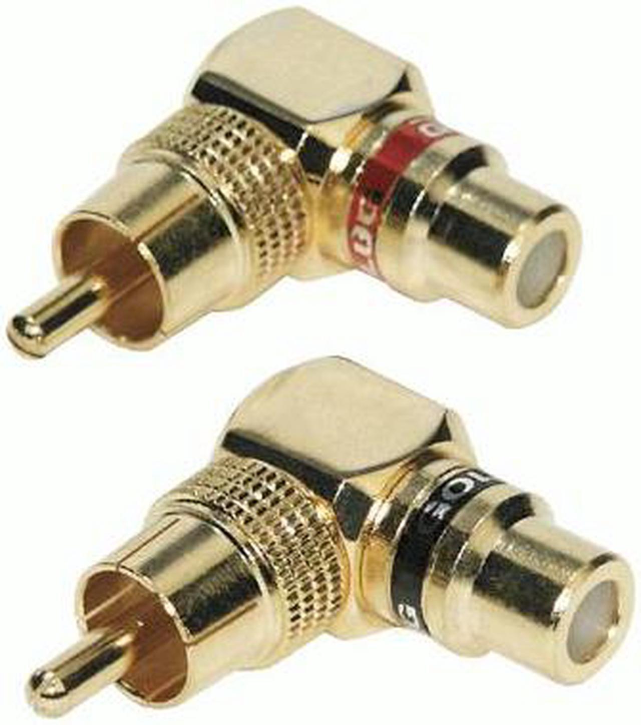 Main image of RAPTOR R5RCAMFR - RCA Barrel Connectors - Pro Series Gold Right Angle RCA Barrel Connector-M To F