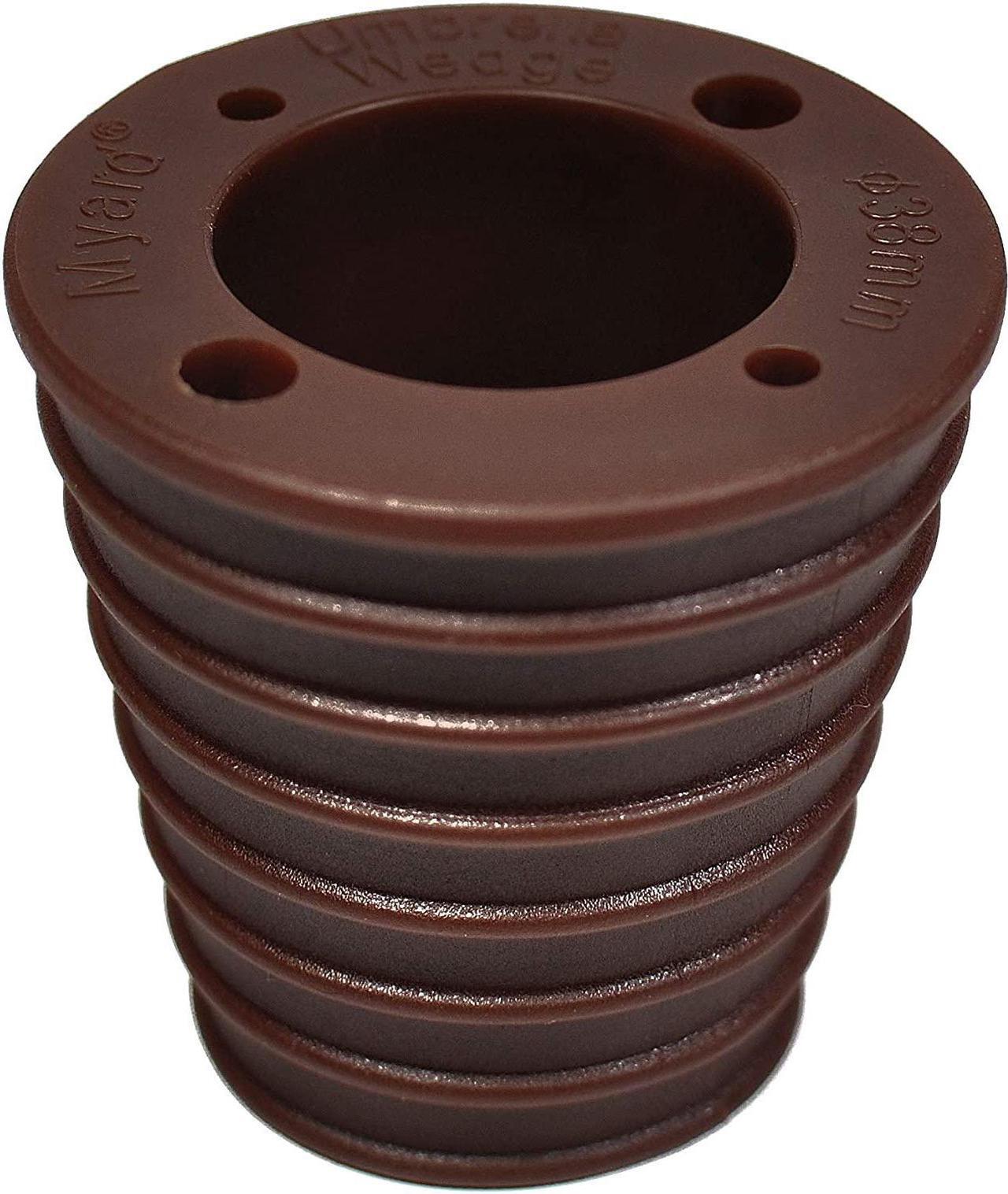 Main image of Myard Umbrella Cone Wedge Shim for Patio Table Hole Opening or Base 1.8 to 2.4 Inch, Umbrella Pole Diameter 1-1/2" (38Mm, Dark Brown, 4 Holes)