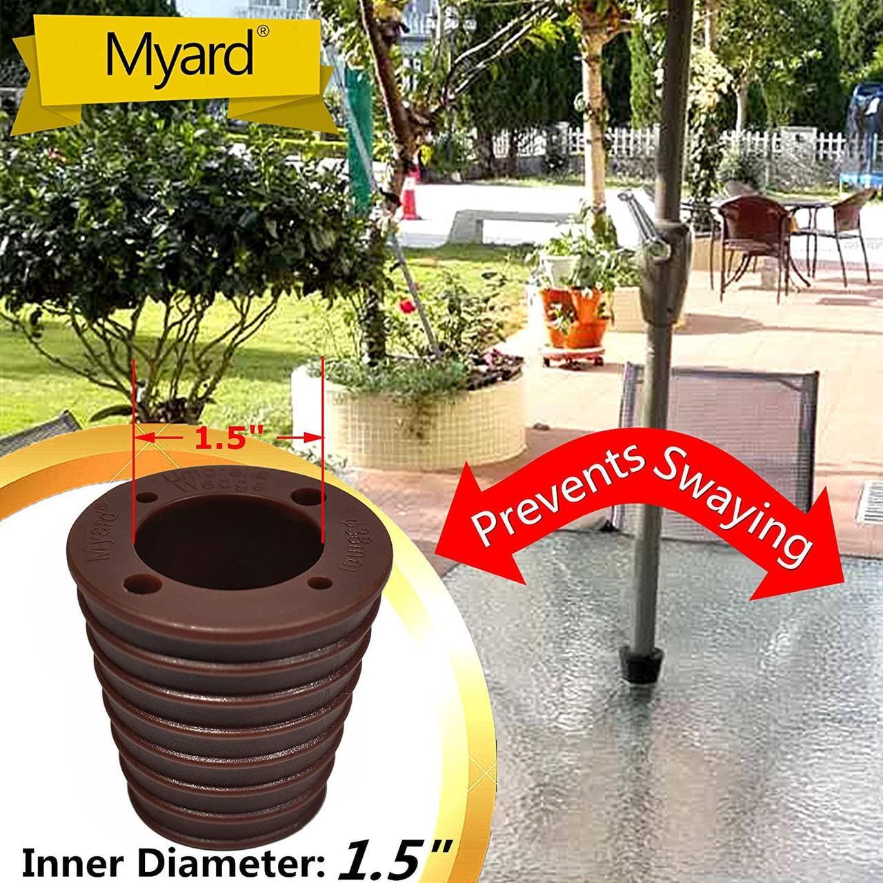 Alt view image 2 of 5 - Myard Umbrella Cone Wedge Shim for Patio Table Hole Opening or Base 1.8 to 2.4 Inch, Umbrella Pole Diameter 1-1/2" (38Mm, Dark Brown, 4 Holes)
