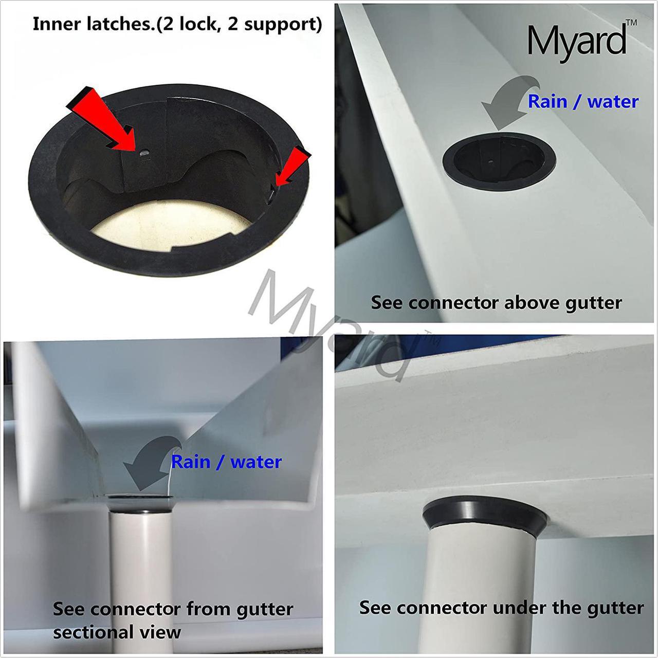 Alt view image 3 of 7 - Myard Gutter Downspout Adapter/Connector Fits 3" (Schedule 40) PVC Rain Water Drain down Pipe Tubing (3", Black)