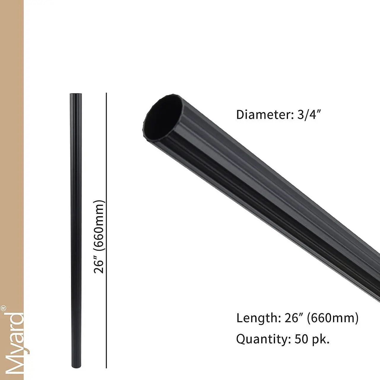 Alt view image 3 of 7 - Myard 32-1/4 Inches Aluminum Deck Balusters with Screws for Facemount Railing Fencing, Arc Arch Style (50-Pack, Matte Black)