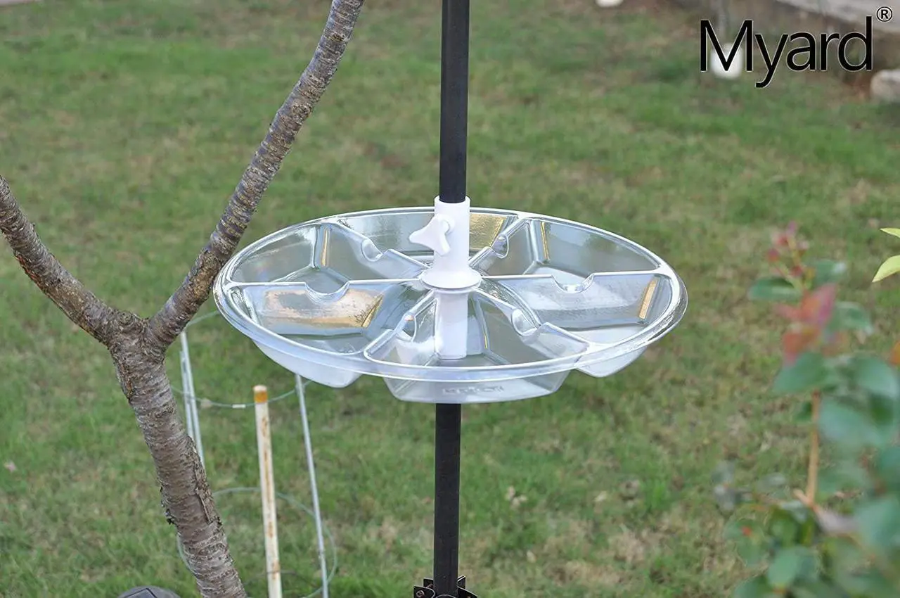 Alt view image 5 of 7 - Myard 18 Inches Universal Bird Seed Catcher Hoop Platform Tray Fits up to 1 Inch Diameter Feeder Pole