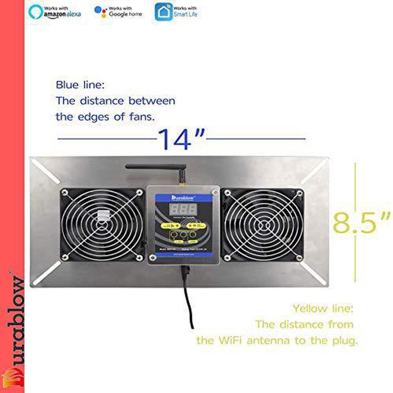 Alt view image 2 of 7 - MFB M2D-SH Air-Out WiFi Smart Home Remote Crawl Space Ventilator, Humidity, Radon Mitigation, Compatible with Alexa, Google Home