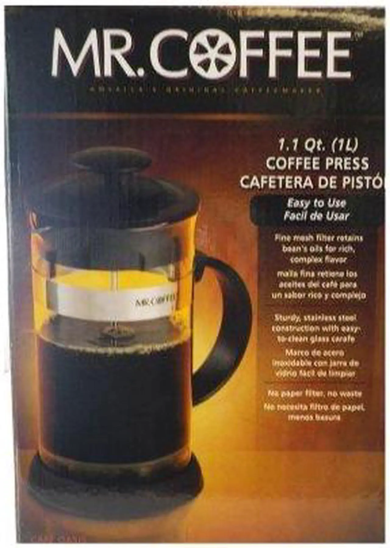 Main image of Mr. Coffee 1.1 Quart Black Coffee Press
