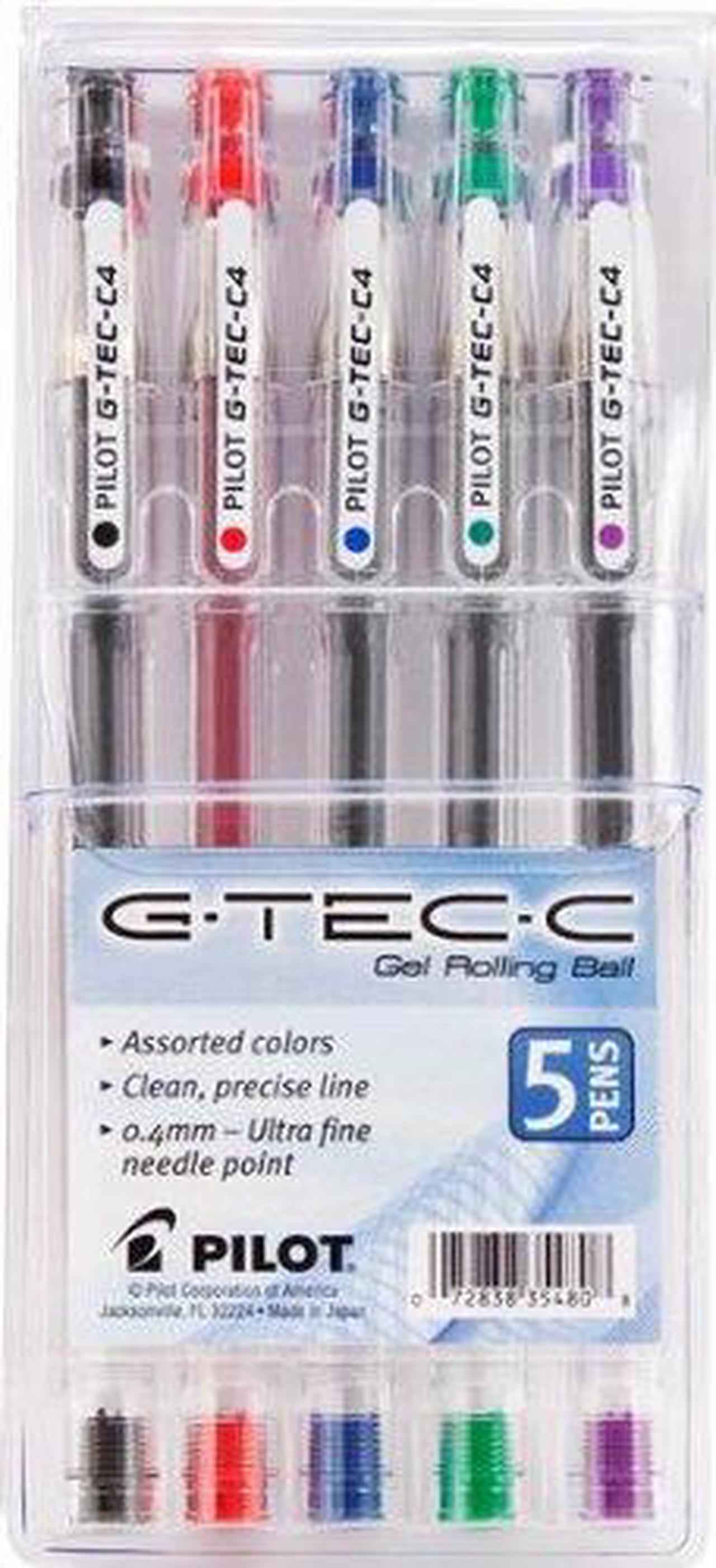 Alt view image 2 of 3 - Pilot G-Tec-C4 Gel Rolling Ball Pen, Ultra Fine Point 0.4 mm, Assorted, 5/Pack