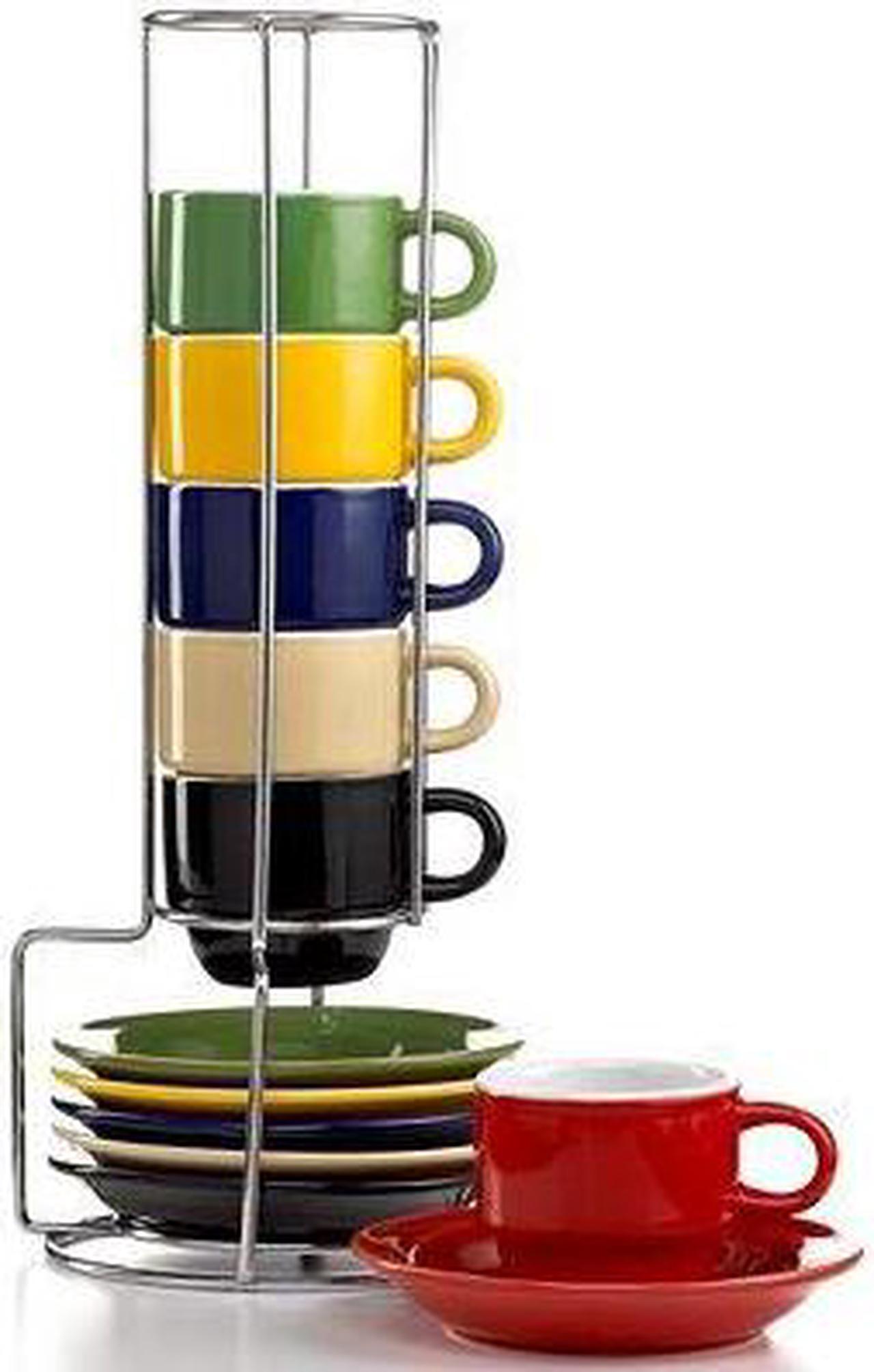 Main image of Sensations 13 Piece Tea set with Metal Rack in Espresso by Gibson Overseas