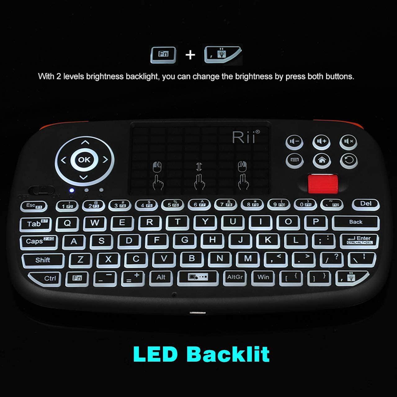 Alt view image 4 of 7 - Rii i4 Mini Bluetooth Keyboard with Touchpad w/2.4GHz USB Dongle