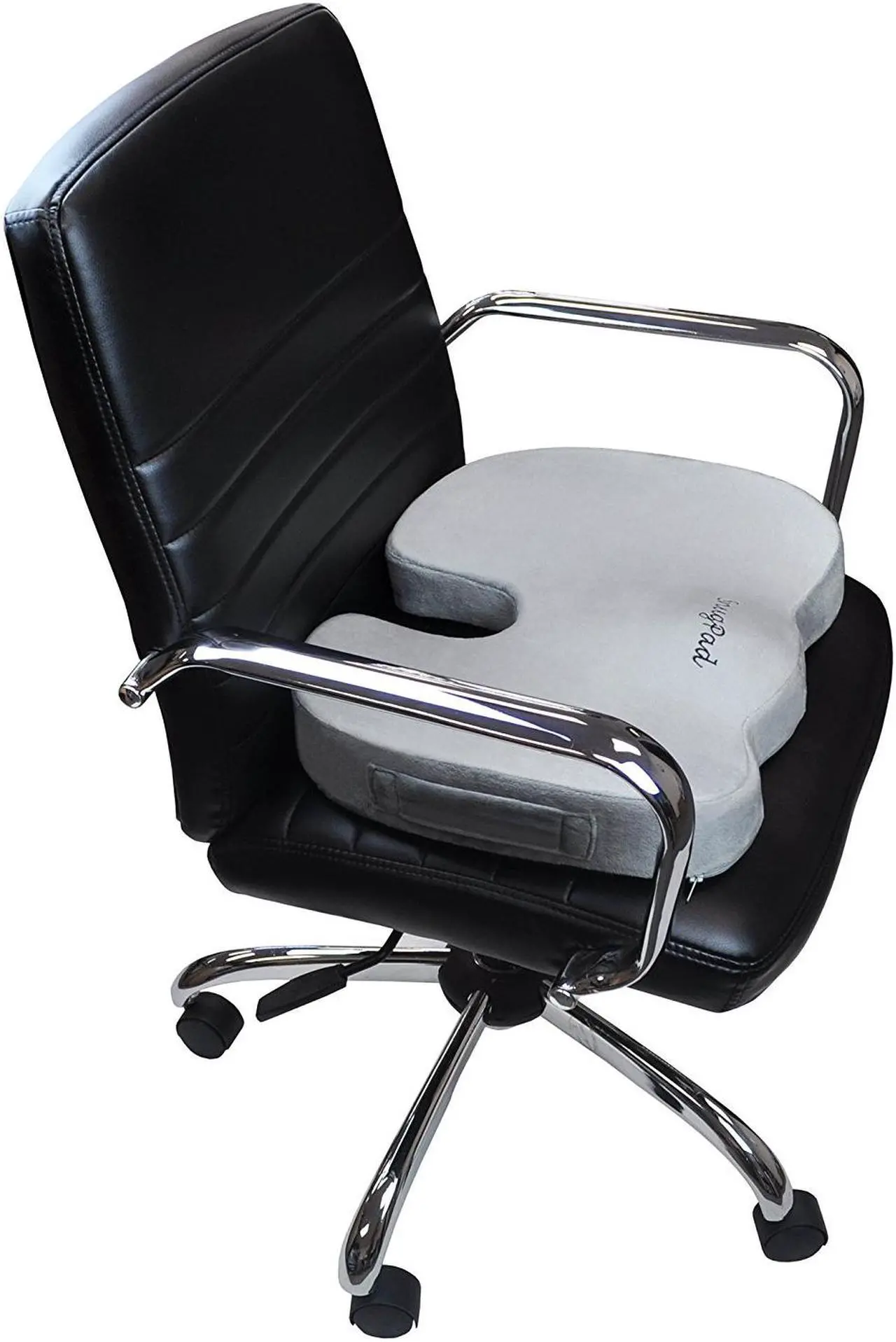 Alt view image 2 of 7 - SnugPad Memory Foam Seat Cushion Silver