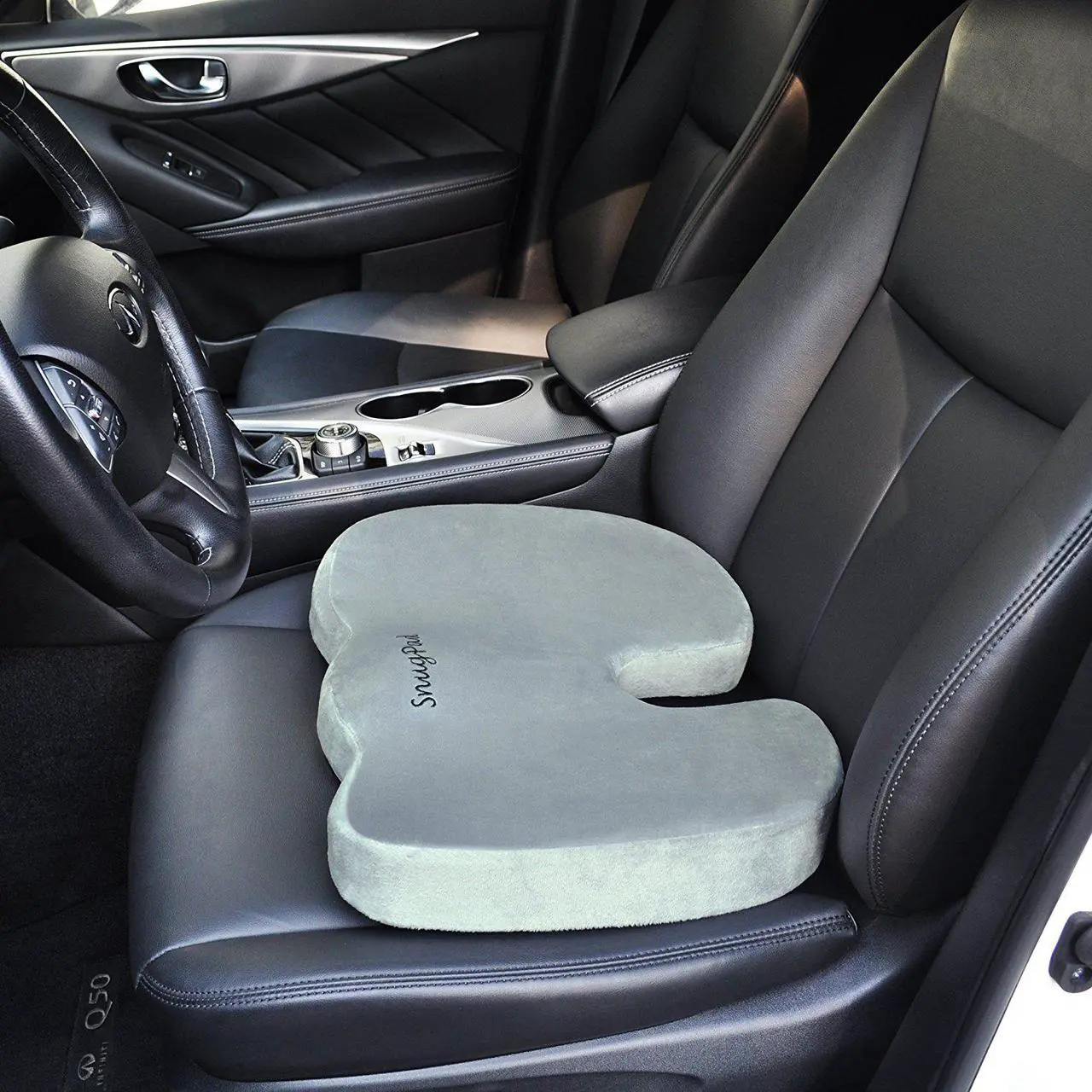 Alt view image 6 of 7 - SnugPad Memory Foam Seat Cushion Silver