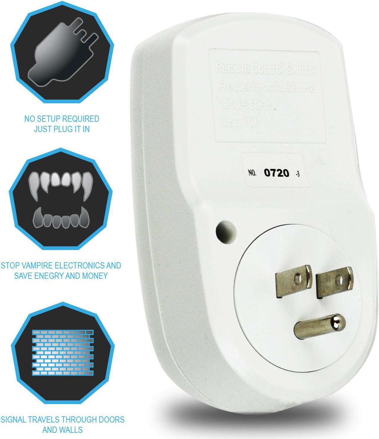 Alt view image 3 of 4 - Beastron Remote Control Electrical Outlet Switch for Lights and Household, White (5-packs)