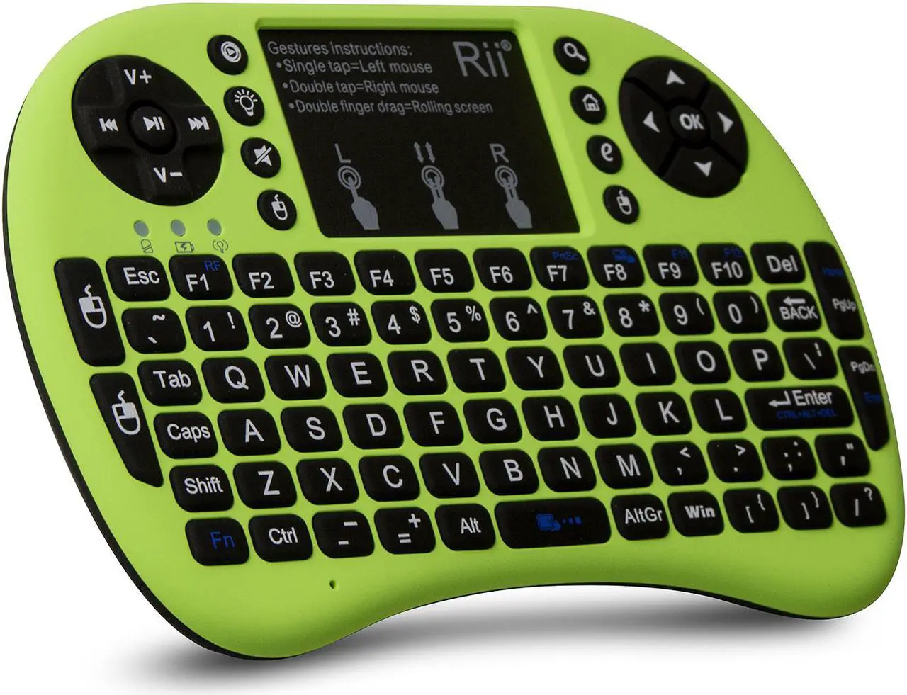 Alt view image 7 of 7 - Rii i8+ Mini Bluetooth Keyboard with Touchpad & QWERTY Keyboard, Backlit Portable Wireless Keyboard for Smartphones laptop/PC/Tablets/Windows/Mac/TV/Xbox/PS3/Raspberry Pi (Green)