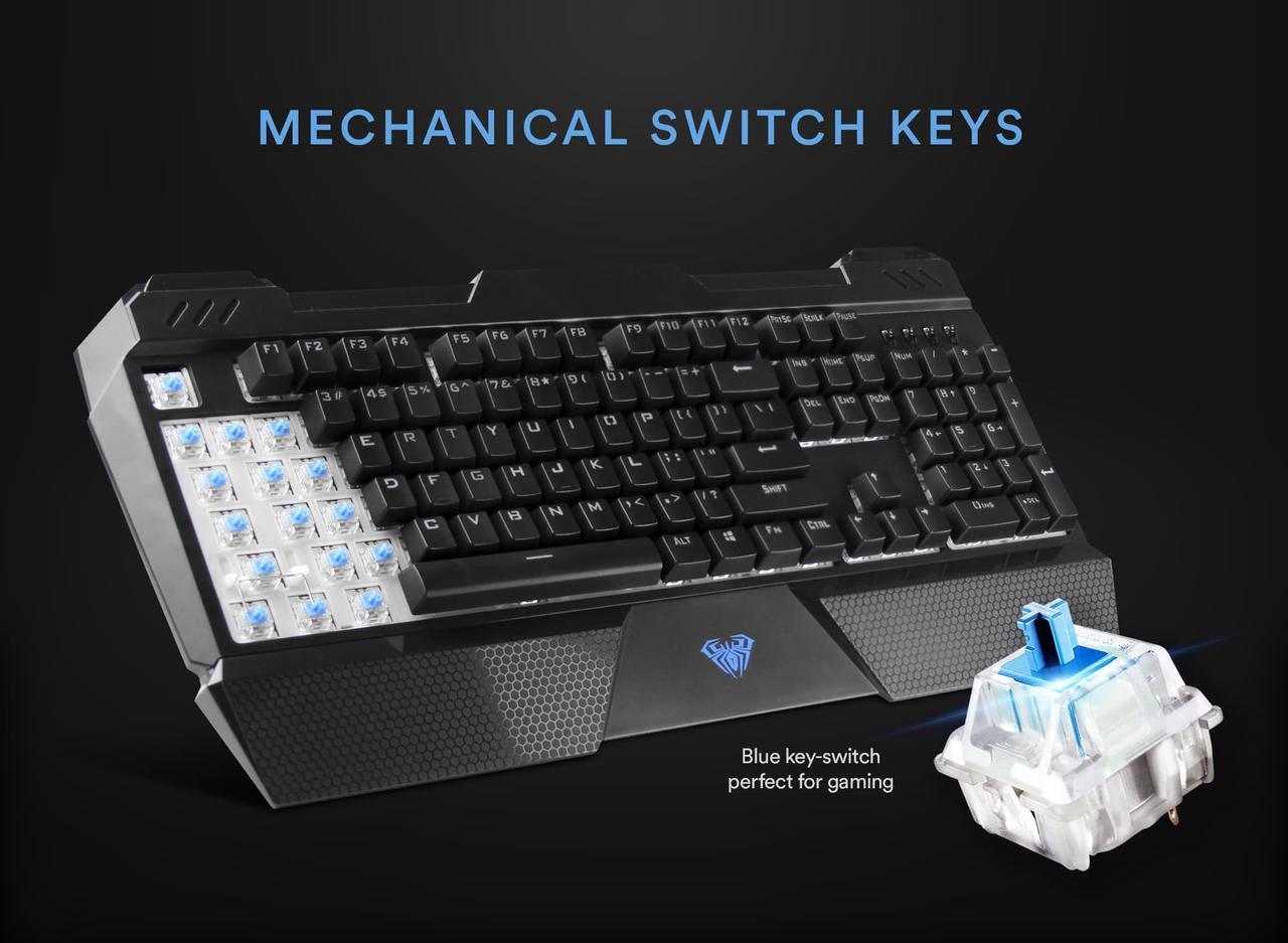 Alt view image 4 of 5 - AULA Sapphire Mechanical Keyboard with Blue Switches, Anti-ghosting Keys-Ergonomic Keyboard Gaming Keyboard and Computer Keyboard