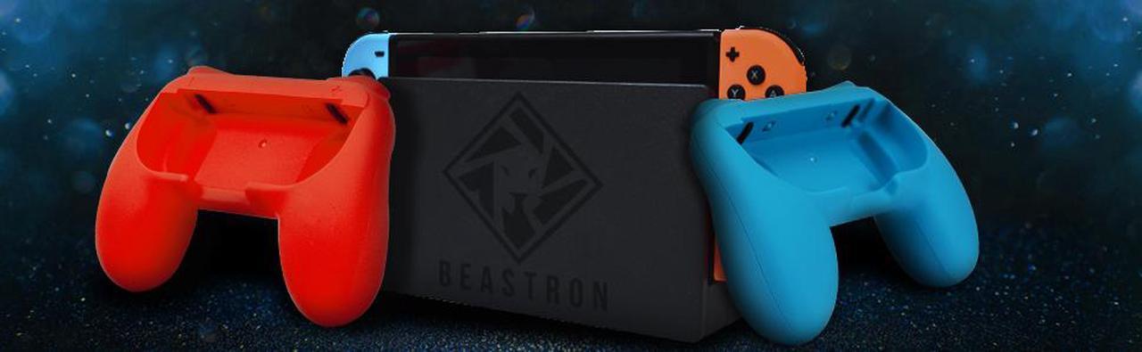 Alt view image 3 of 3 - Beastron Grips Compatible with Nintendo Switch Joy Cons, Wear-Resistant Handle, 2 Pack (Red & Blue)