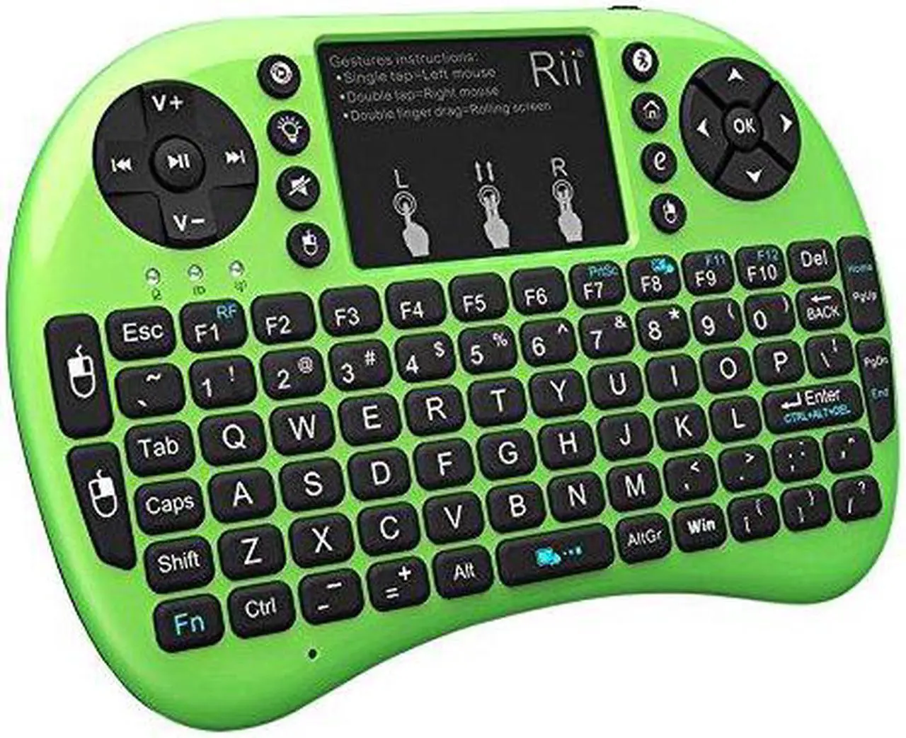 Alt view image 2 of 7 - Rii i8+ Mini Bluetooth Keyboard with Touchpad & QWERTY Keyboard, Backlit Portable Wireless Keyboard for Smartphones laptop/PC/Tablets/Windows/Mac/TV/Xbox/PS3/Raspberry Pi (Green)