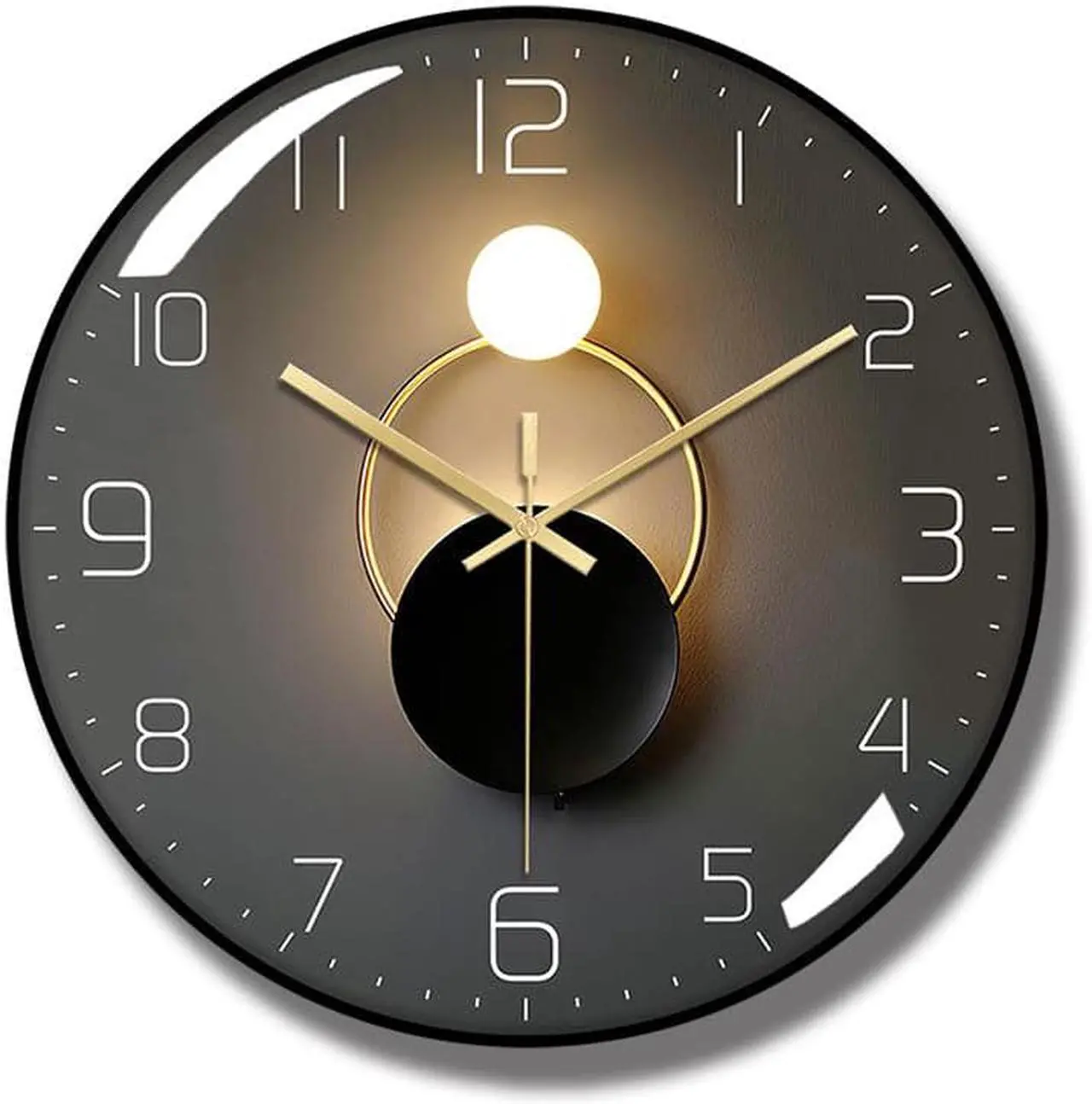 Main image of Nordic quartz wall clock silent ultrathin fashion PVC frame Tempered glass environment-friendly wooden backing Black