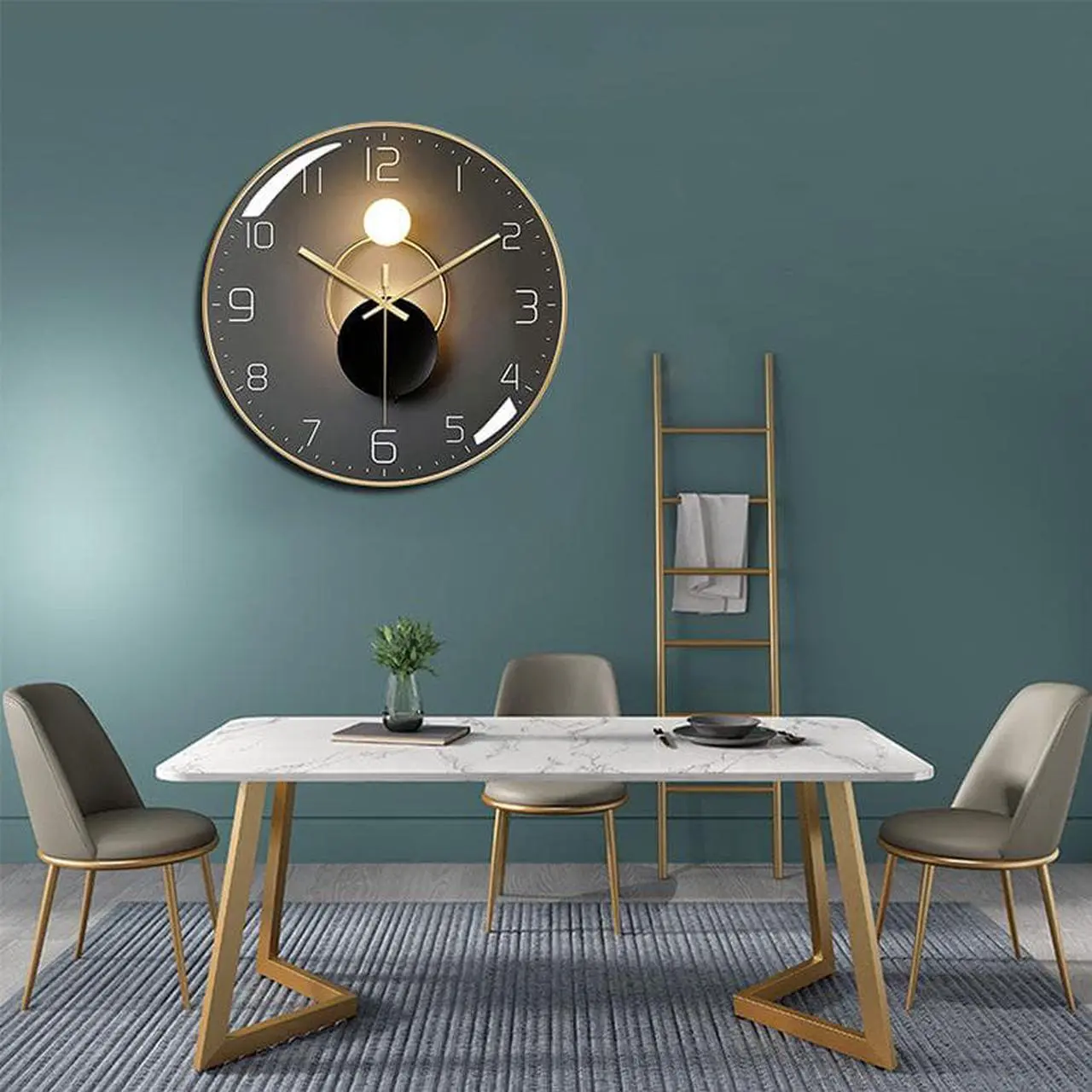 Alt view image 7 of 7 - Nordic quartz wall clock silent ultrathin fashion PVC frame Tempered glass environment-friendly wooden backing Black