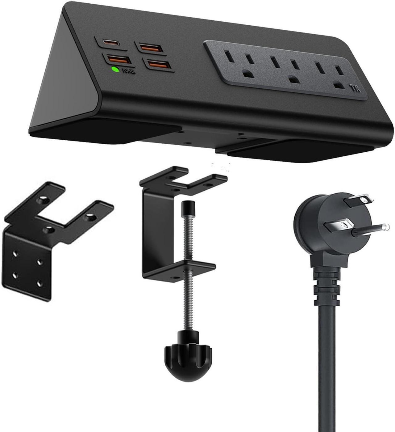 Main image of Upgraded Version Edge Mount Power Strip with USB-C Ports Tabletop Surge Protector Desk Clamp Power Sockets with 3 AC Outlets &4 Fast Charging USB Ports for Home Office Hotel Dormitory