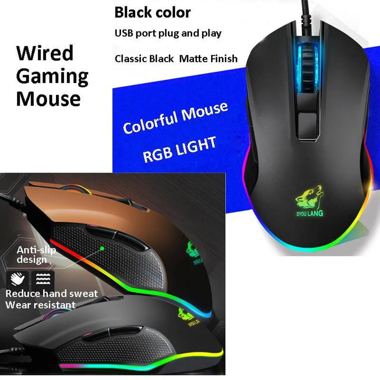 Alt view image 5 of 7 - 87 Keys Gaming Keyboard and mouse set,USB Wired Rainbow Backlit Keyboard and Wired Mouse for Laptop PC Computer Game and work