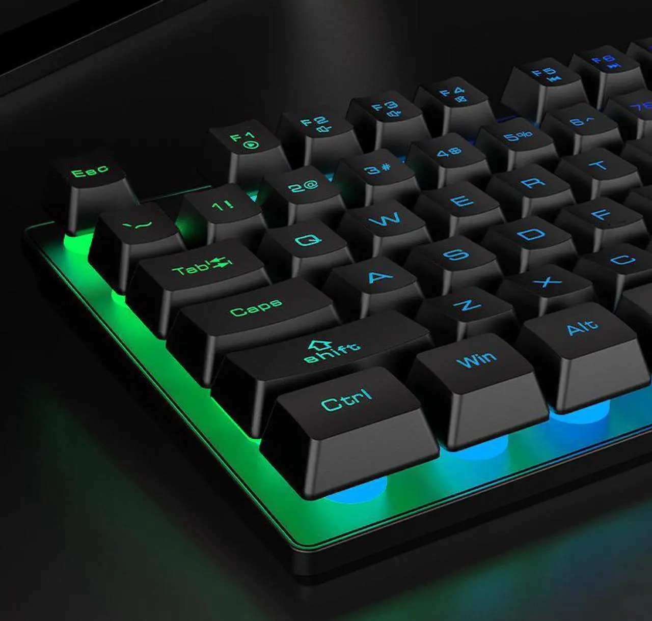 Alt view image 3 of 7 - 87 Keys Gaming Keyboard and mouse set,USB Wired Rainbow Backlit Keyboard and Wired Mouse for Laptop PC Computer Game and work