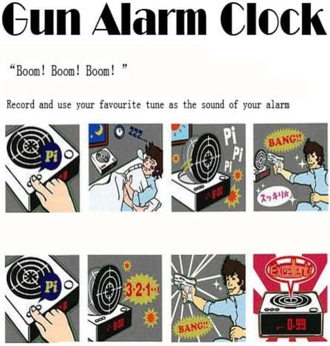 Alt view image 4 of 4 - Unique 2.3" LCD dispaly gun alarm clock gun shooting clock