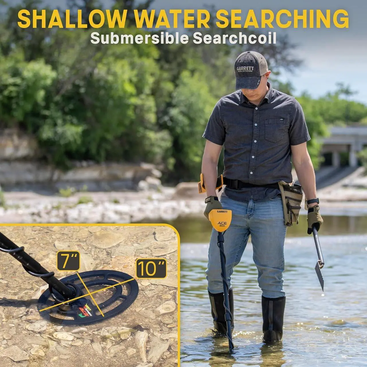 Alt view image 4 of 6 - Garrett ACE 300 Metal Detector for Adults with Waterproof Coil and Headphone Plus Accessories