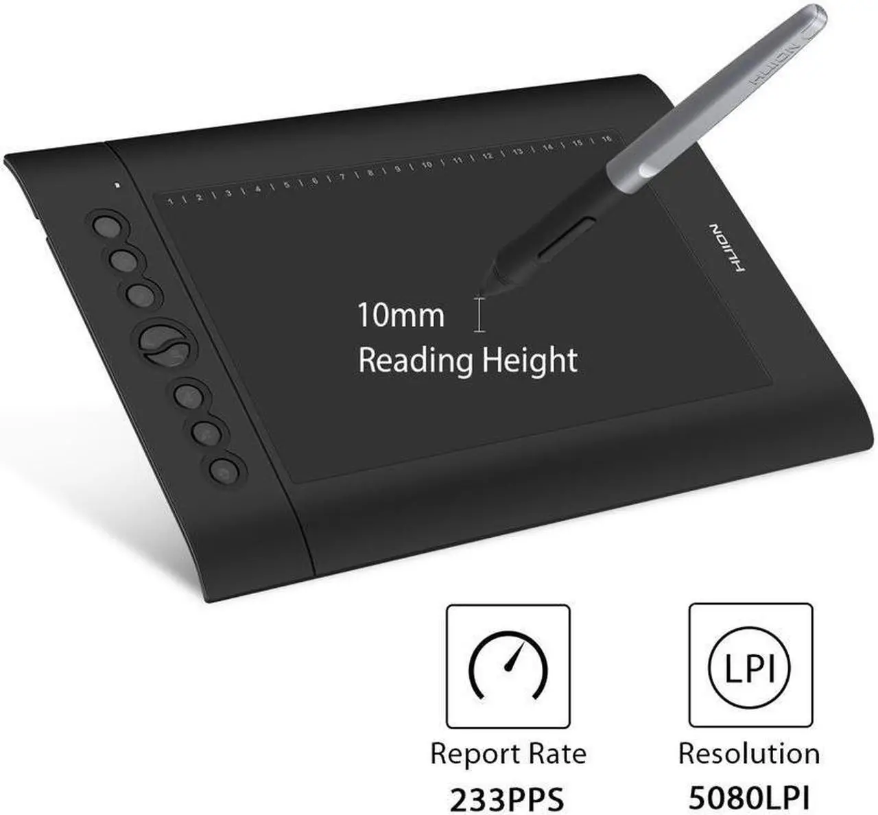 Alt view image 7 of 7 - Huion H610PRO V2 Painting Drawing Pen Graphics Tablet 10x6 Inch with Battery-free Stylus Tilt Function and 8192 Pressure Sensitivity and 8 Shortcut Keys