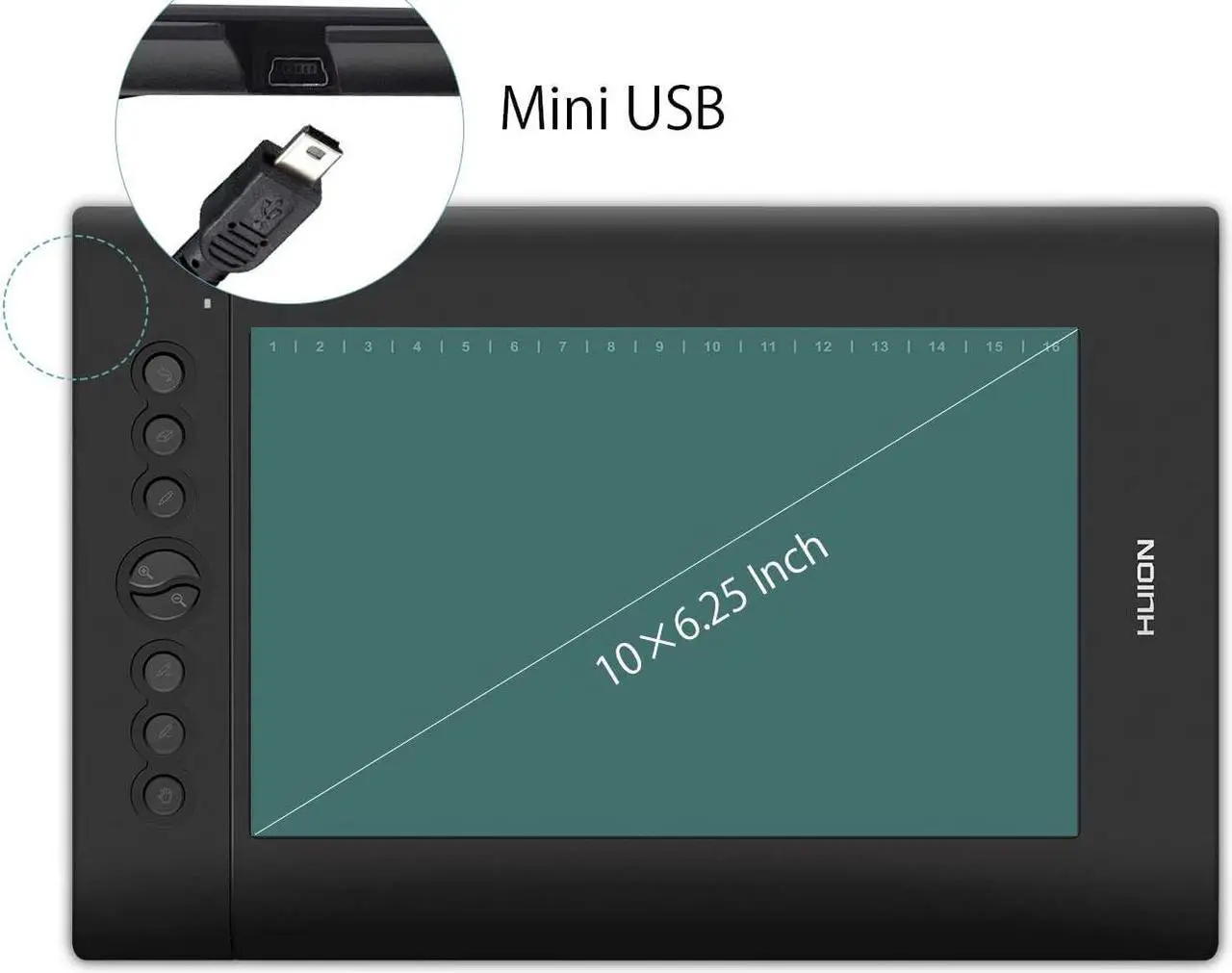 Alt view image 5 of 7 - Huion H610PRO V2 Painting Drawing Pen Graphics Tablet 10x6 Inch with Battery-free Stylus Tilt Function and 8192 Pressure Sensitivity and 8 Shortcut Keys