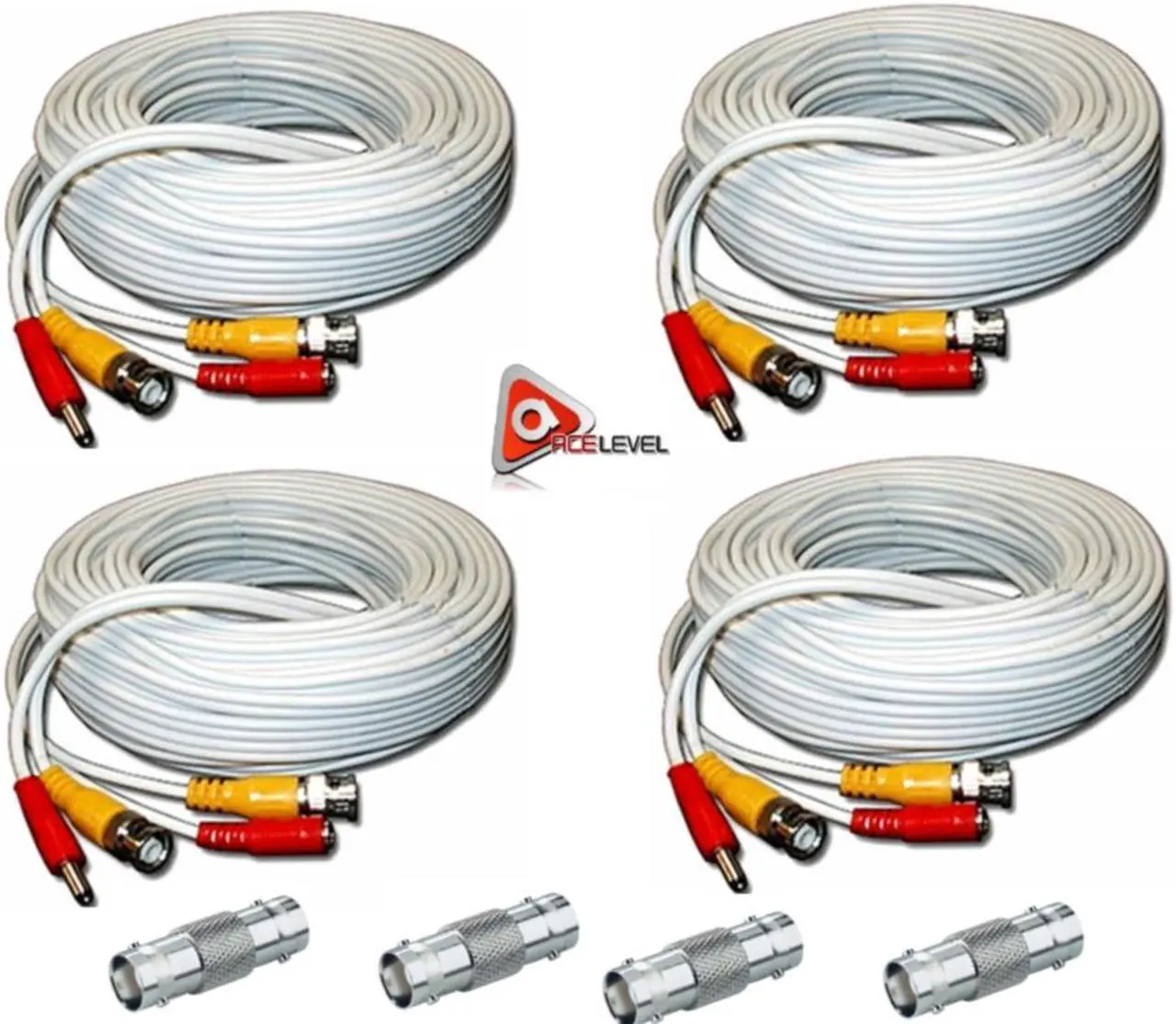 Main image of ACELEVEL 4 PACK PREMIUM 100Ft.THICK BNC EXTENSION CABLES FOR DEFENDER SYSTEMS WHITE - OEM
