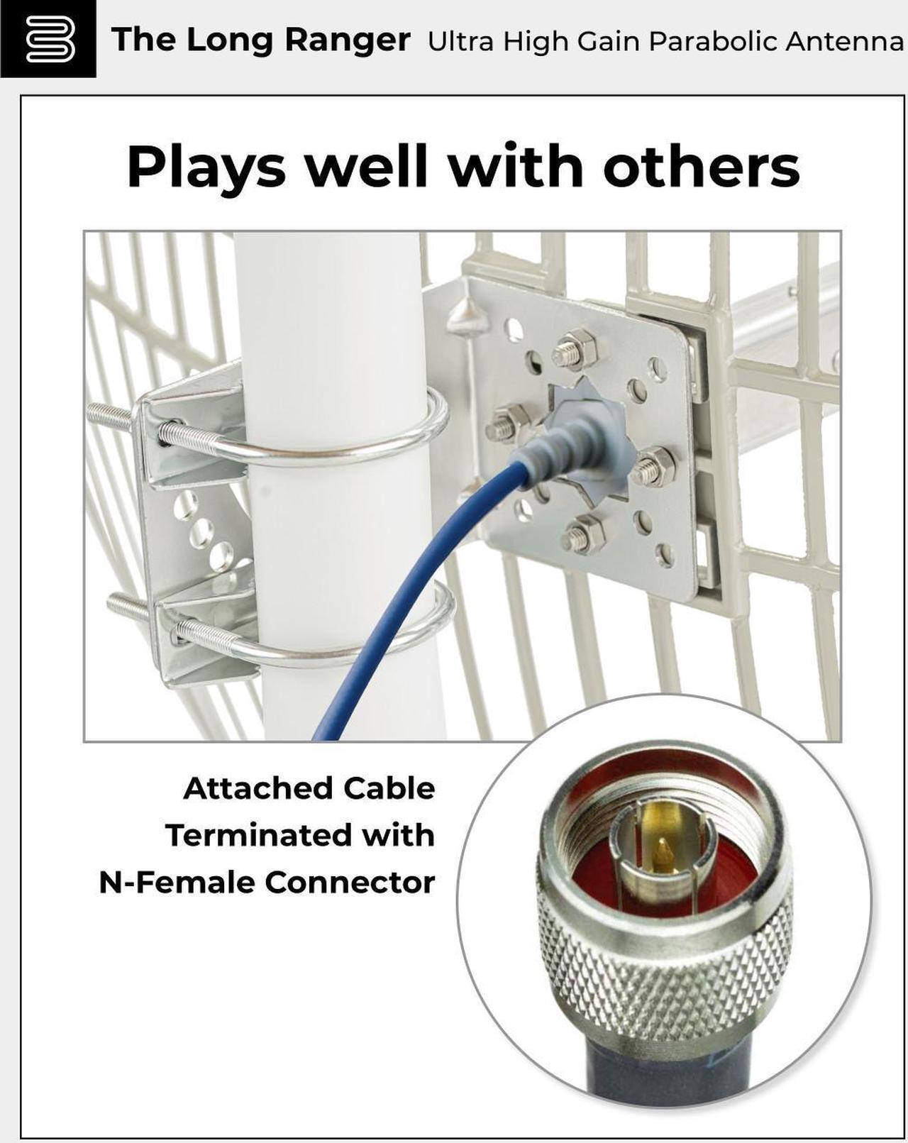 Alt view image 6 of 7 - Bolton Technical Long Ranger 28dB UltraGain Directional Cellular Antenna. N-Female. 600-6000 MHz