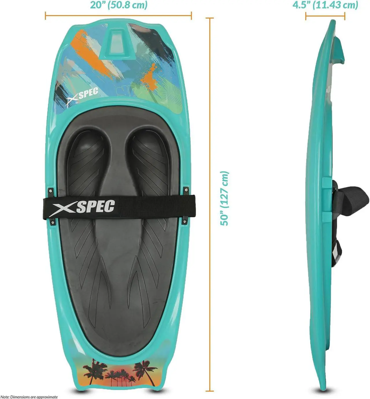 Alt view image 3 of 7 - Xspec Kneeboard with Hook for Knee Surfing Boating Waterboarding, Aqua