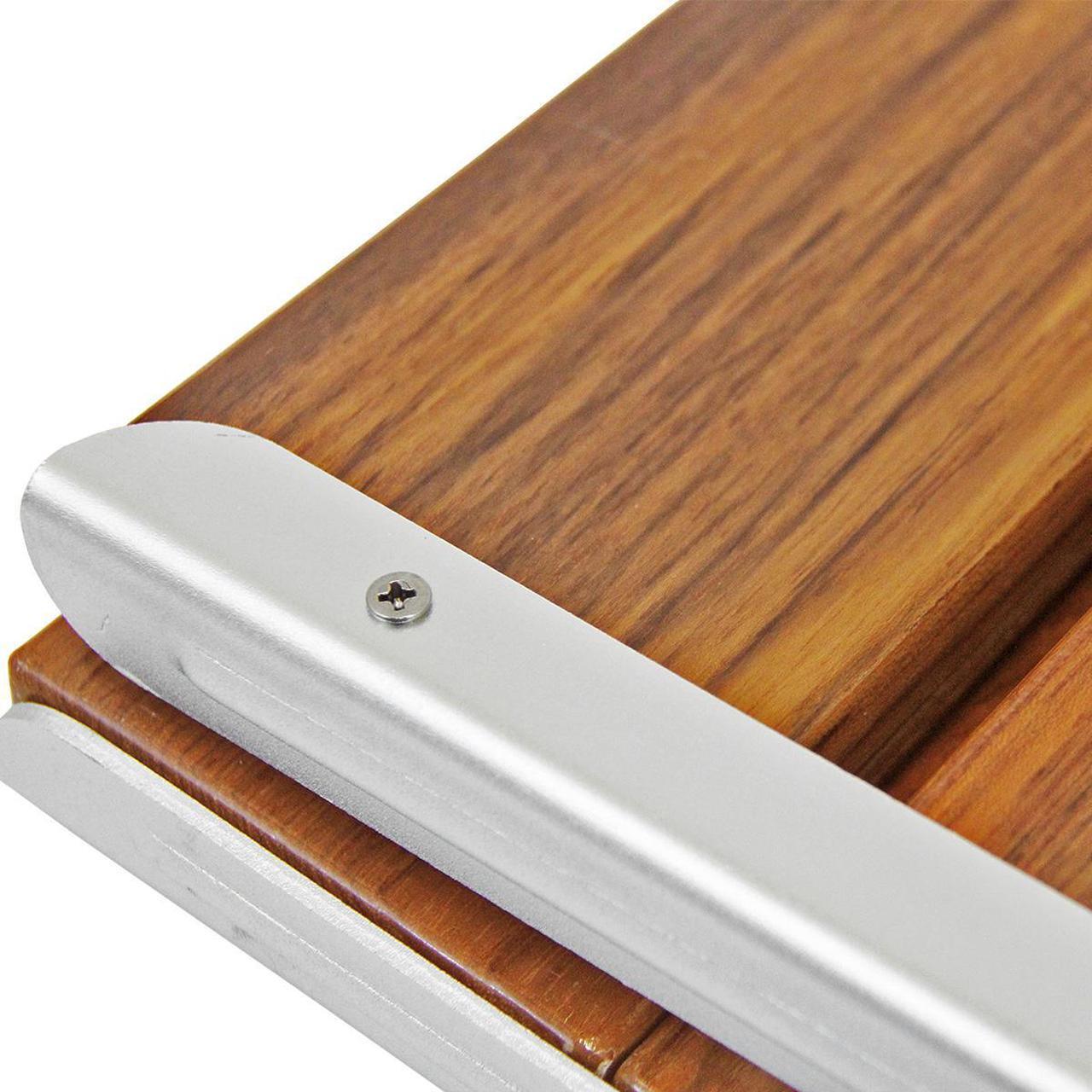 Alt view image 5 of 7 - 18" ADA Compliant Folding Teak Wood Shower Bench Seat Medical Wall Mount Seat
