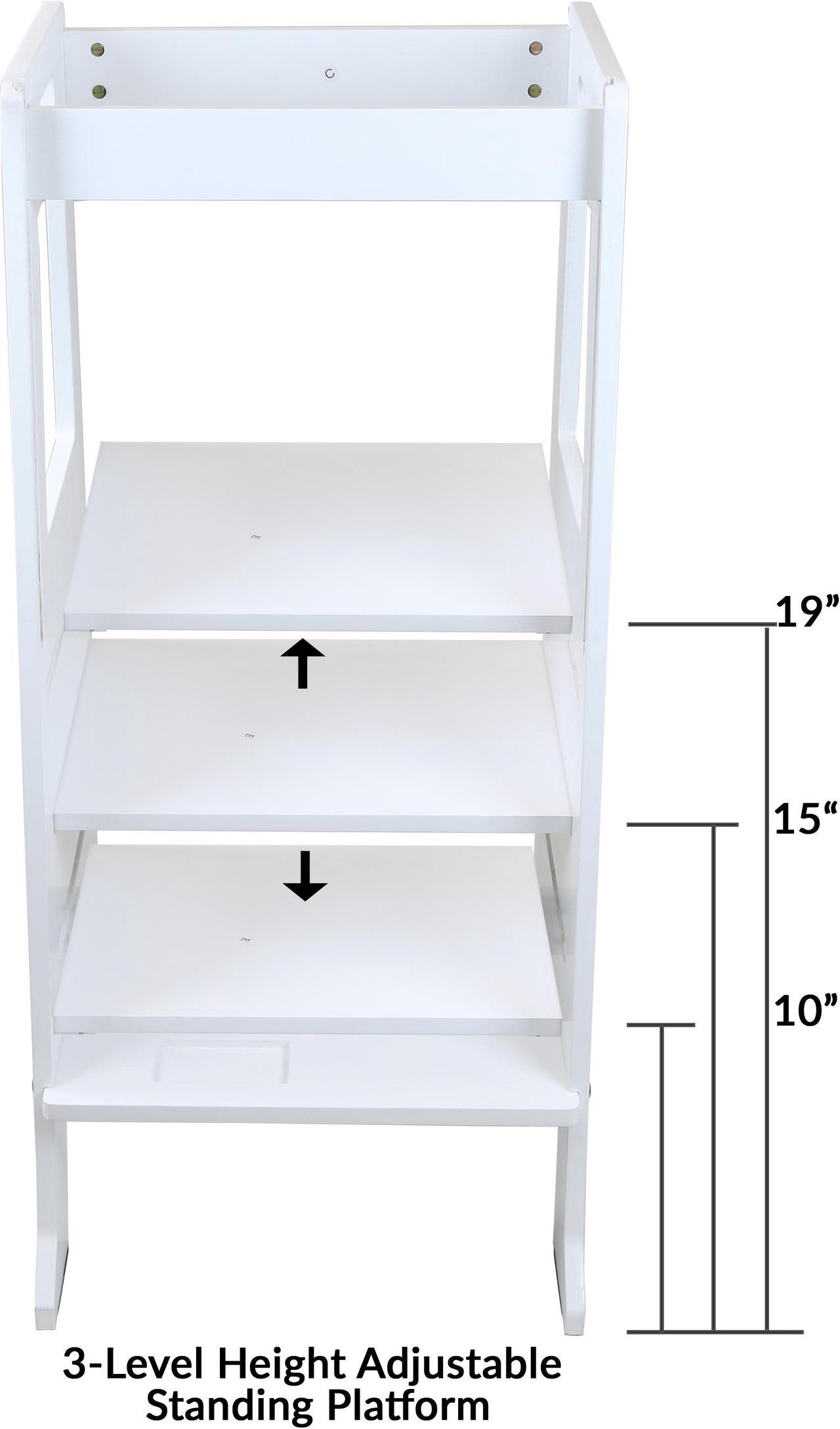 Alt view image 5 of 7 - Height Adjustable Kids Kitchen Step Stool with Magnetic Activity Board (White)