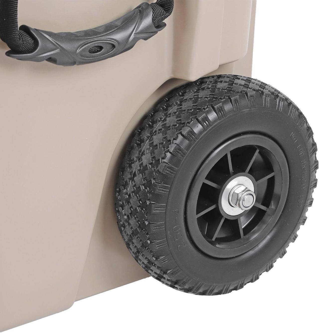 Alt view image 6 of 7 - Xspec 45 Quart Towable Roto Molded Ice Chest Outdoor Cooler with Wheels, Sand