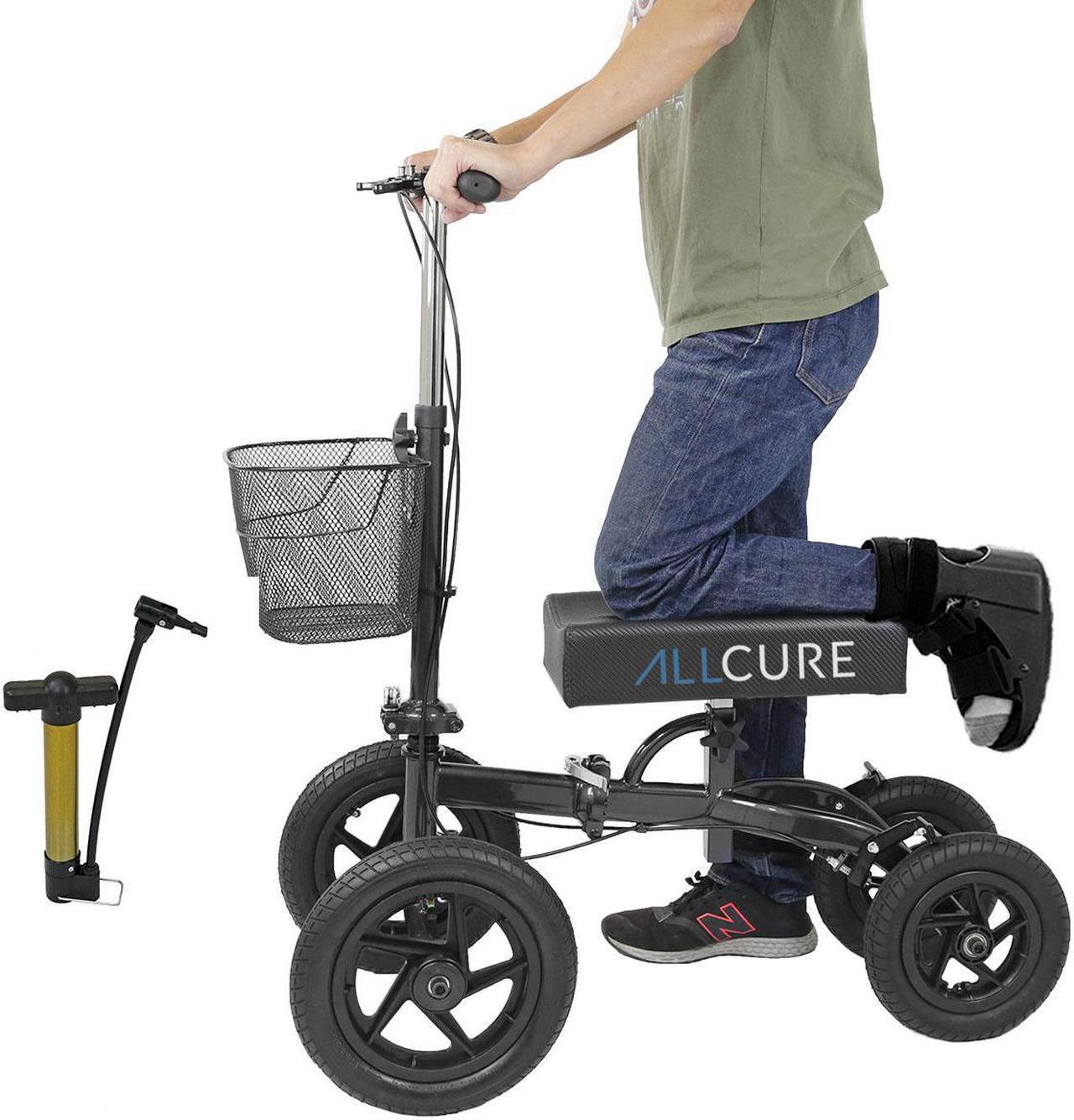 Alt view image 2 of 7 - AllCure All Terrain Foldable Medical Knee Walker Scooter Roller, Black