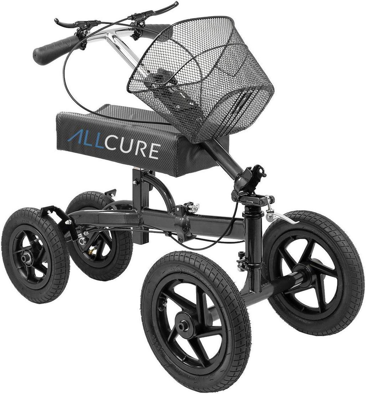 Alt view image 7 of 7 - AllCure All Terrain Foldable Medical Knee Walker Scooter Roller, Black