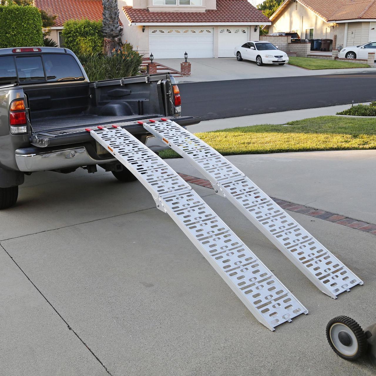 Alt view image 3 of 7 - 7.5' Set of 2 Truck ATV Folding Aluminum Loading Ramps, 1500 lbs Capacity