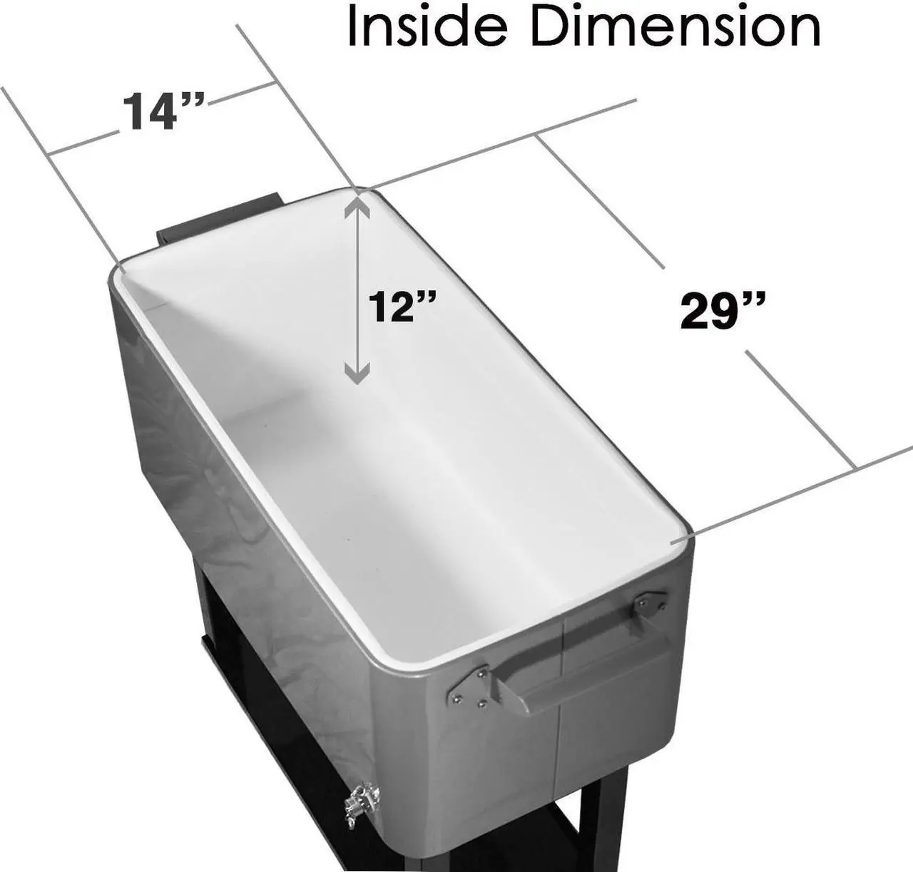 Alt view image 4 of 7 - Grey 80 Qt Quart Rolling Cooler Ice Chest Beverage Bar for Patio Outdoor Party