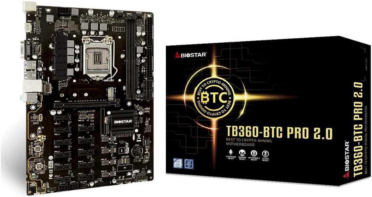 Biostar TB360-BTC PRO 2.0 Ver. 6.x LGA1151 DDR4 Supports DX12/HDCP ATX Motherboard (Best to Crypto-Mining)