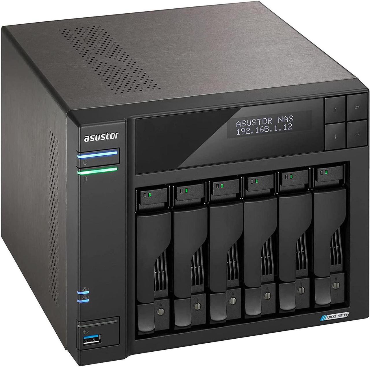 Alt view image 3 of 14 - Asustor Lockerstor 6 Gen 2 AS6706T 6 Bay NAS, Quad-Core 2.0GHz, Dual 2.5GbE Ports, 8GB RAM DDR4, Four M.2 SSD Slots (Diskless)