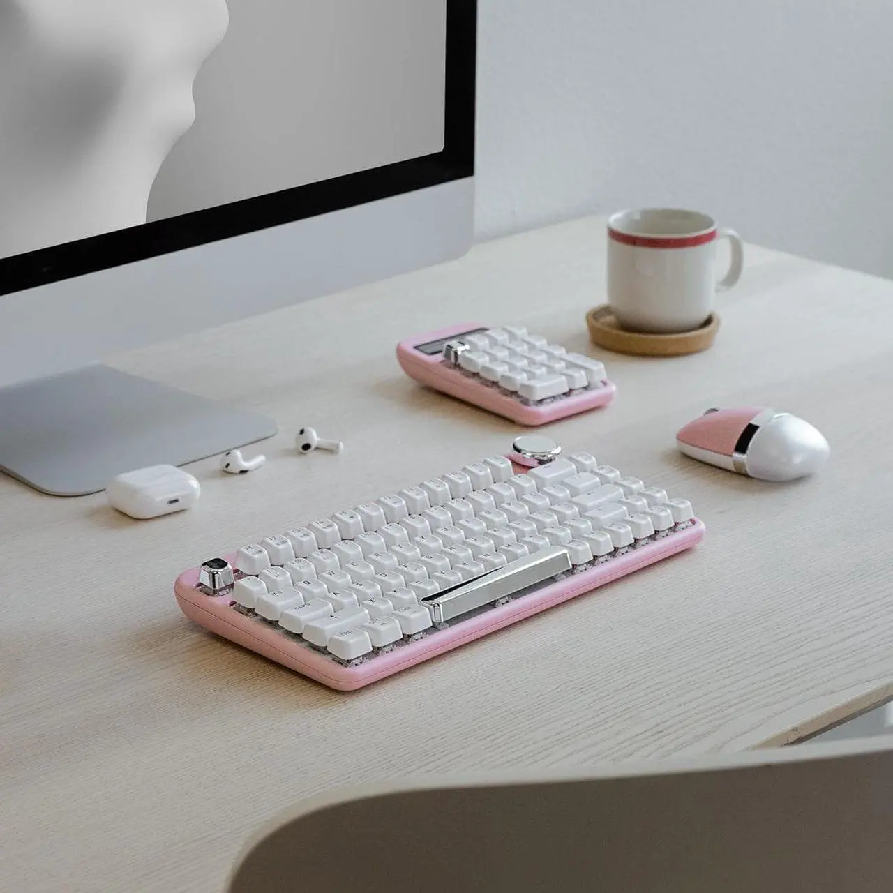 Alt view image 4 of 12 - Azio IK408 IZO Wireless BT5/USB PC & Mac Mechanical Keyboard, Pre-Lubed Red Switches, Pink Blossom
