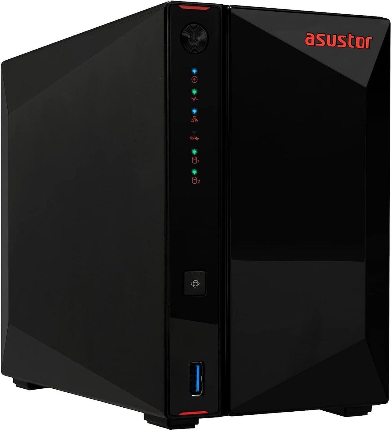 Asustor AS5402T 2 Bay NAS Storage, Quad-Core 2.0GHz CPU, 4xM.2 NVMe SSD Slots, 2x2.5GbE Ports, 4GB DDR4 RAM, Gaming Network Attached Storage, Home Personal Cloud Storage (Diskless)