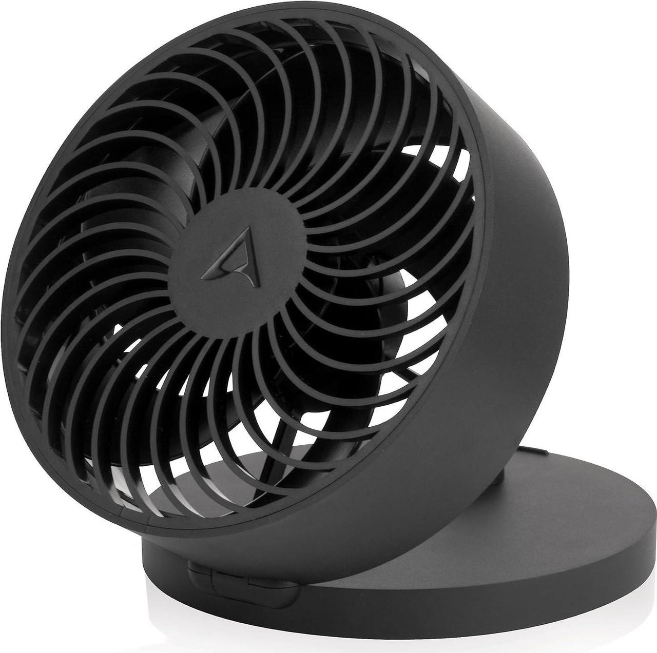 ARCTIC Summair Plus - Portable Fan with integrated rechargeable battery, USB-C connection (incl. USB-A charging cable), stepless adjustable desk fan 600-3300 rpm - Black