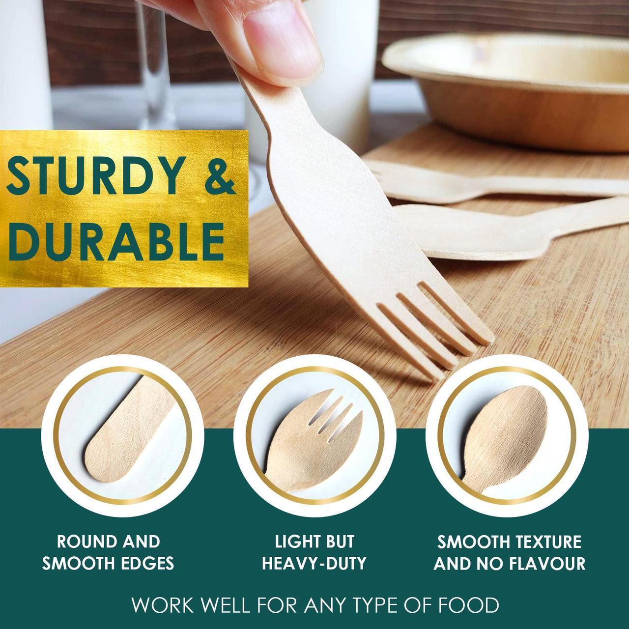 Alt view image 4 of 7 - Planet Pantry Disposable Birchwood Cutlery Wooden Bamboo-Like for Party - Fork & Spoon - 50 pcs each
