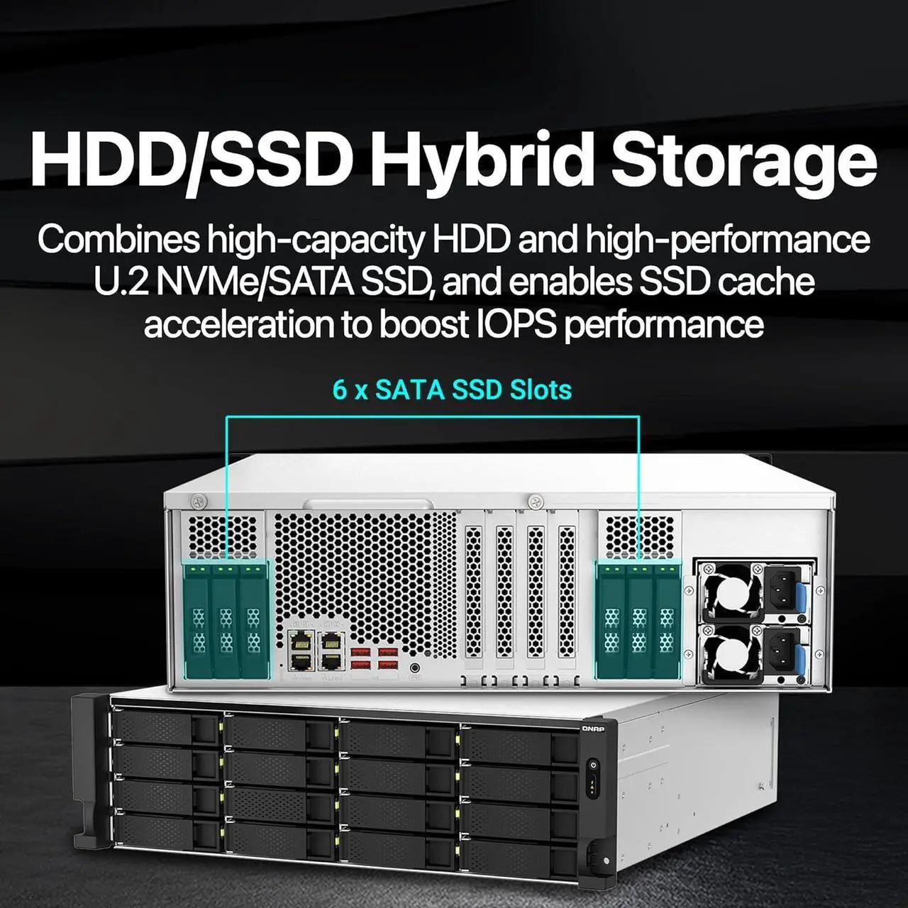 Alt view image 3 of 5 - QNAP TS-H2287XU-RP-E2336-32G-US 22-Bay 3U rackmount NAS, Intel Xeon E-2336 ,32 GB ECC DDR4, USB 3.2 Gen2,550W redundant