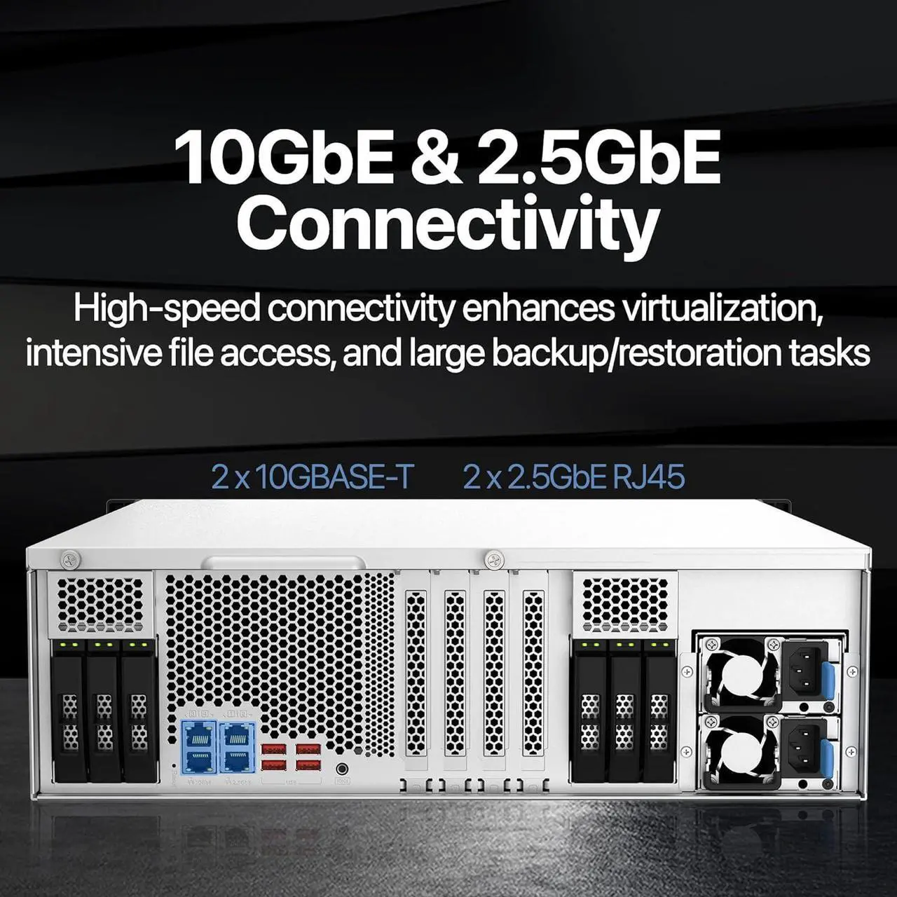 Alt view image 4 of 5 - QNAP TS-H2287XU-RP-E2336-32G-US 22-Bay 3U rackmount NAS, Intel Xeon E-2336 ,32 GB ECC DDR4, USB 3.2 Gen2,550W redundant