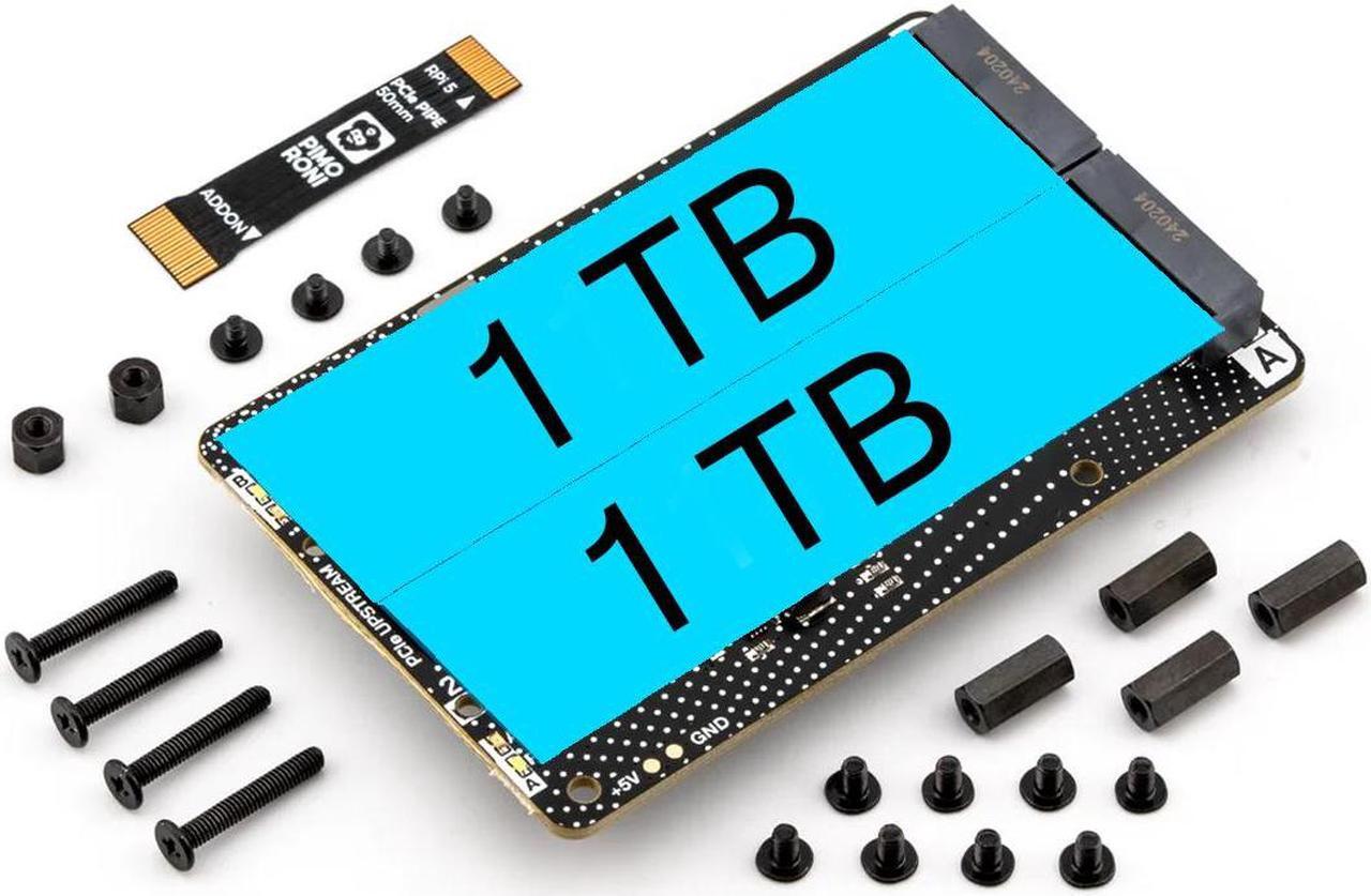 Main image of NVMe Base Duo M.2 HAT PCIe Extension w/ (2-Pack) of 1 TB M.2 2280 Internal Solid State Drive SSD